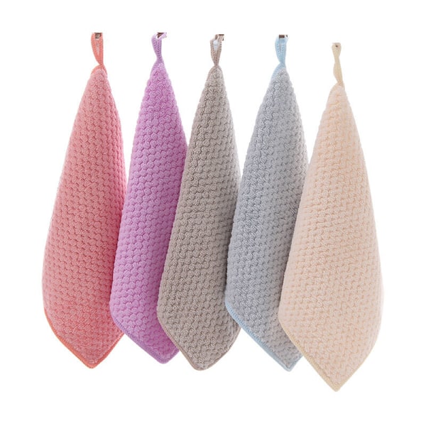 Käsipyyhkeet - 5 keittiöpyyhkeen setti - Korallifleece-ripustuspyyhe - Superabsorbent Quick Dry Tape Loop