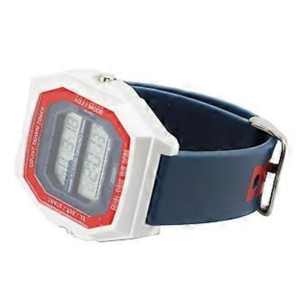 Digitalt sportsur til mænd: Multifunktionel lysende alarm, TPU-rem, stopur og digitalt armbåndsur til udendørs brug i hvid og blå