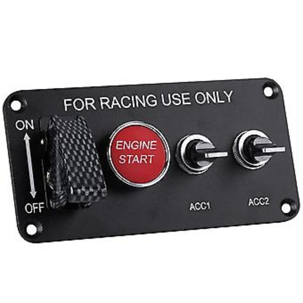 12V 4 Grupp Vippströmbrytare Tändningspanel Motorstart Tryckknapp för Racingbil