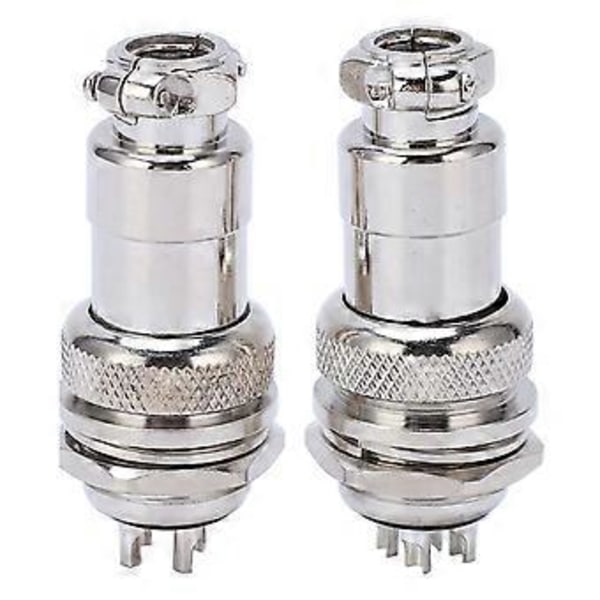 2 st Aviation Plug Socket Connector Zinklegeringsskal Koppar Silverpläterade Kontakter 4 Pin