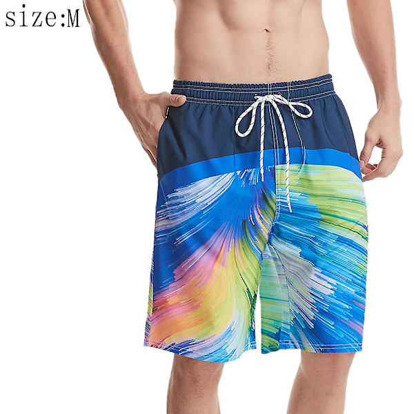 Sommer Herre Hurtigtørrende Strandbukser Fem-punkts Badebukser 3d Tryk Store Casual Shorts M