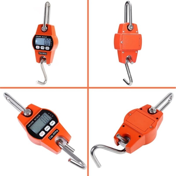 Digitaalinen nosturivaaka, elektroninen ripustusvaaka 300 kg 660 paunaa, teollisuusripustusvaaka tarkalla anturilla, mini kannettava LCD-vaaka koukulla Hun