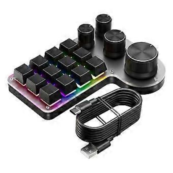 Mini Anpassat Tangentbord 12 Tangenter 4 Rattar RGB BT Mekaniskt Tangentbord Hotswap Programmering Makro Spelknappsats Svart