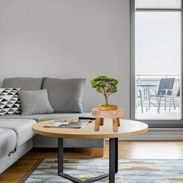 Trestativ i tre for innendørs planter, miniplanteholder i tre, krakk i tre, blomsterpottestativ i tre