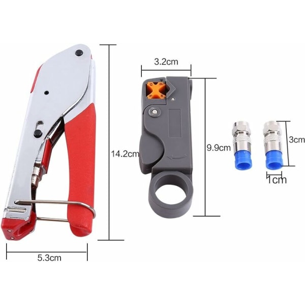 Koaxialpressverktyg F 1PC Pressverktyg Kabelavskalningsverktyg 20st Kabel Koaxialkontakt RG6 RG59