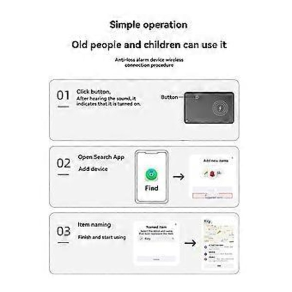 GPS Locator Smart Card Sporingsenhed Lokations Wallet Tracker Kort Fungerer med Find Min App Tynd GPS Item Finder