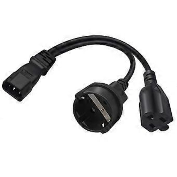 Universell C14 Hane till 5-15R US EU 4.8mm Hona Y Splitter Strömkabel 0.32M