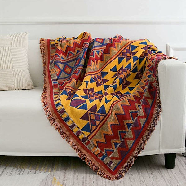 Soffa filt sofföverdrag sängöverkast sängkläder stolsskydd resefilt dekorativ filt sofföverdrag med pompommönster 130cm180cm HIAS