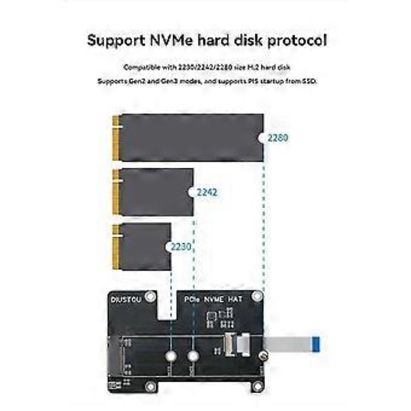 PCIe - M.2 M -avainsovitin NVMe-laajennuskortti 5:lle 2230 2242 2280 M.2 M -avain NVMe SSD -tuelle PCIE Gen2