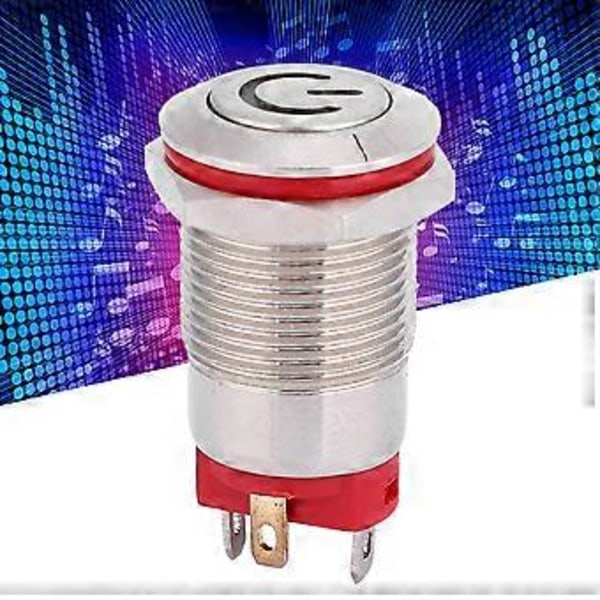 4-nastainen vedenpitävä 12 mm metallinen painikekytkin, virtamuotoinen LED-itselukittuva kytkin (valkoinen 3~9V)