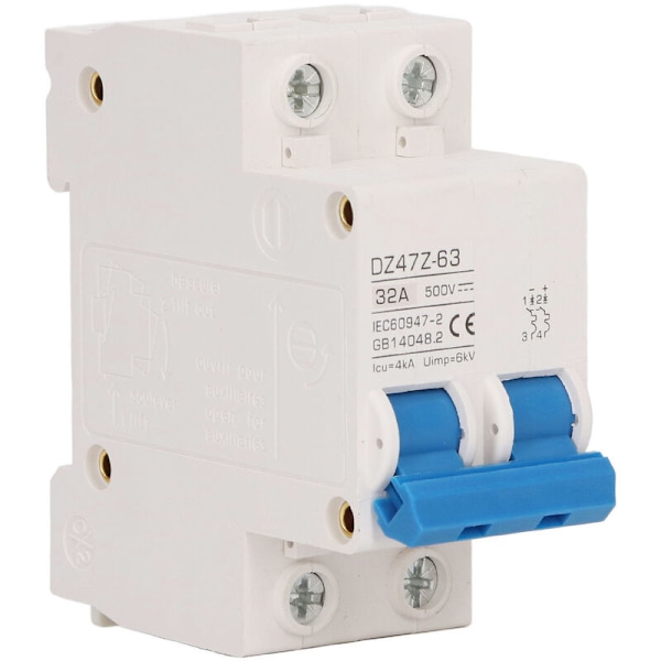 2P DC 4KA Icu 6kV Uimp Mini Circuit Breaker, Fast Trip Solar Photovoltaic System, Small Circuit Breaker DC500V 32A