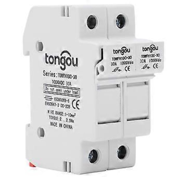 Sikringsholderbase 2-polet DIN-skinne montering strømfordelingskontroludstyr TOWFH1DC 1000VDC 2P25A