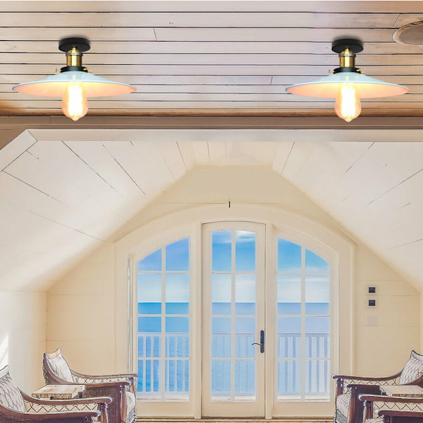 2 st Retro Taklampa E27 Inomhus Pendellampa Vit Hängande Lampa för Kök Ö Bar Café