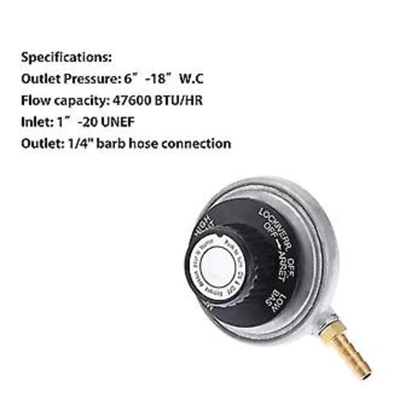 1 punds tank lavtrykks justerbar gassregulator