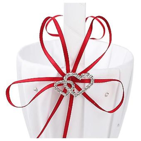 Doub Bryllups Blomsterpige Kurv Satin Rhinest R Røde Bryllupsgaver