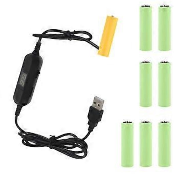 USB - 1,5 V 3 V 4,5 V 6 V 12 V LR6 AM3 AA -valevirtakaapeli, korvaa 1–8 kpl paristoja radiolle, LED-valolle, lelulle, liiketunnistimelle