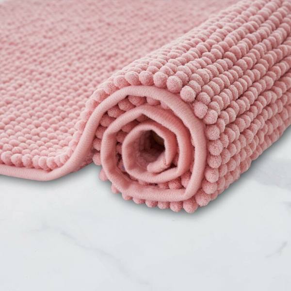 Skridsikker Chenille Bademåtte Super Absorberende og Maskinvaskbar til Badeværelse, Bruser, Badekar eller som Toiletmåtte Pink - 40x60 cm