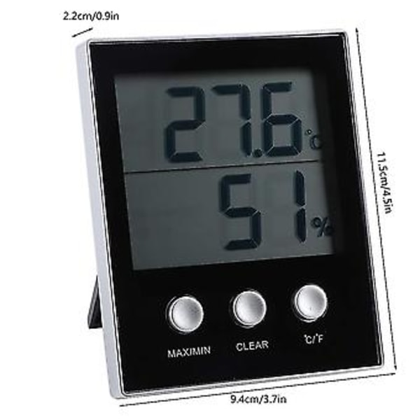 Temperatur- og fuktighetsmåler, Elektronisk LCD-skjerm Innendørs Fuktighetsmåler, For Hjemmedrivhus