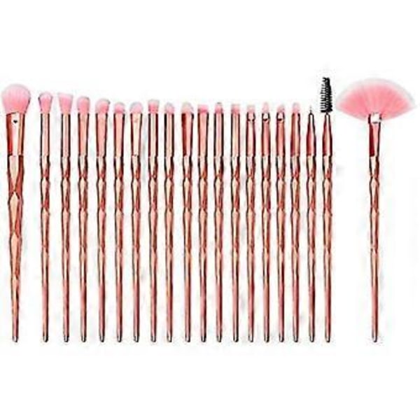 20 stk. Makeup Børstesæt, Premium Børster (rosaguld)
