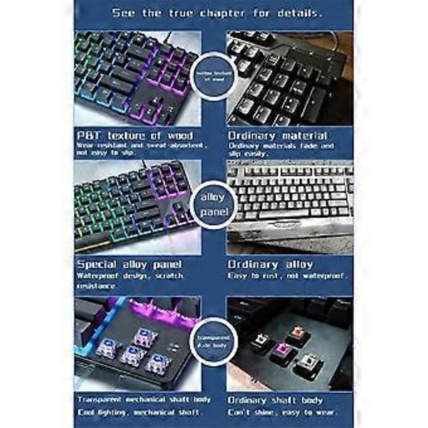 87 Tasters Mekanisk Tastatur Grøn Akse Gaming Tastatur Kablet Farve Baggrundsbelyst Tastatur til PC Laptop Kontor Spil C