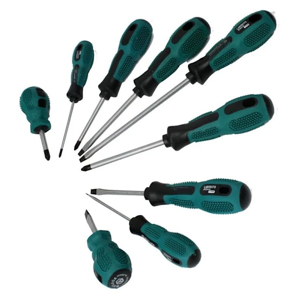 9 Piece Chrome Vanadium Steel Slotted Phillips Screwdriver Set with Magnetic, Ergonomic Design Screwdriver Set