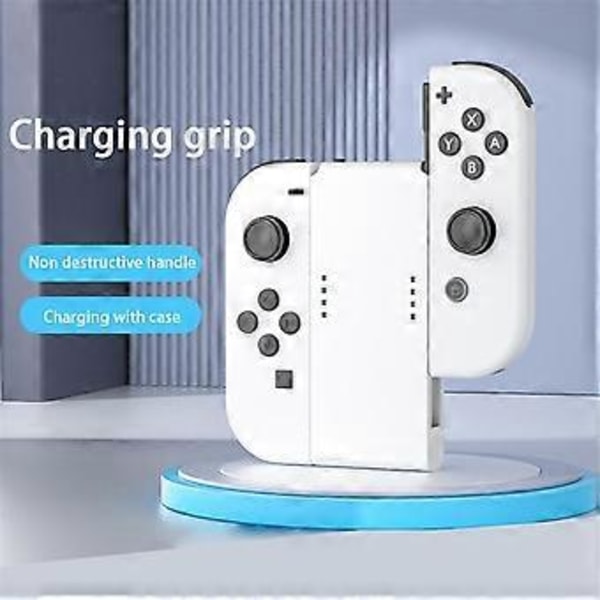 Laddningsgrepp för Switch Joycon med laddningsindikator, rektangelformad laddningsdocka, laddningsstation för handkontroller, vit