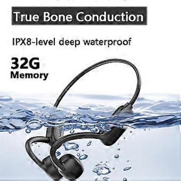 Luujohdekuulokkeet Uintiin IPX8 Vedenpitävät 32GB Urheilukuulokkeet Langattomat Bluetooth 5.2 Kuulokkeet