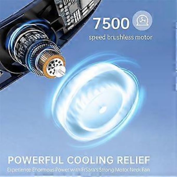 Ladattava kaulatuuletin, henkilökohtainen tuuletin LED-näytöllä, 3 nopeutta 4000 mAh akulla, naisille, miehille matkustamiseen, ulkoiluun, sininen