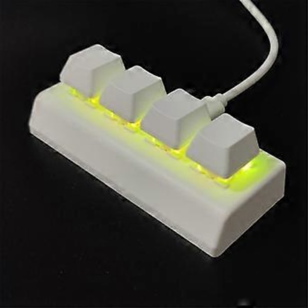 4 Tasters Programmerbart Tastatur Rød Bryter Ctrl C V Enter Mini Mekanisk Tastatur Støtte NKRO for Spillkontor Hvit A