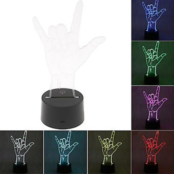USB Nyhed 7 Farver Jeg Elsker Dig Tegnsprog LED Natlampe 3D Skrivebordslampe