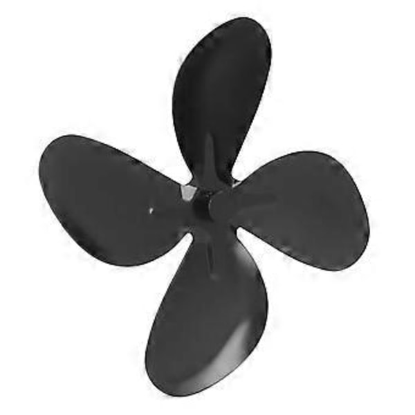 Udskiftningsblad til ovnventilator, aluminiumslegering, pejsventilator, 4 blade med sekskantnøgle, skrue, sort