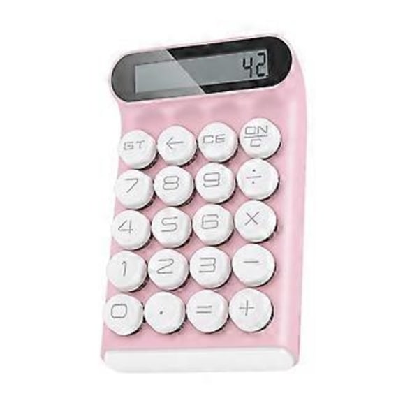 Retro Lommeregner Mekanisk Tastatur Bærbar Computer 10 Cifret LCD Display Finansielt Kontor Mode Lommeregner-Pink