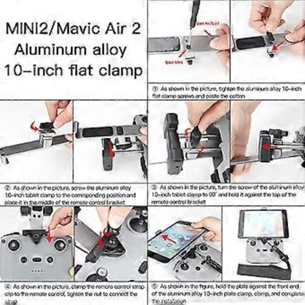 Bärbar För -dji För Mavic Mini 2 Fjärrkontroll Aluminiumlegering Platt Förlängningsklämma Med Snodd För -dji För Mavic Air 2 Drönartillbehör