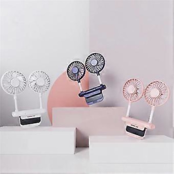 Bærbar Skærmventilator til Kontor Studerende Klasseværelse Kollegium Hængende Skærm Usb Elektrisk Dobbelt Ventilator - Pink