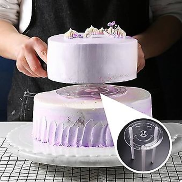 1 set Kakun tukitankosarja 5 Kakun erotuslevyä 4, 6, 8, 10, 12 tuuman kakuille, kirkas kakku