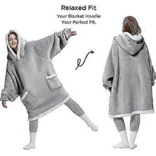 Brukbar pleddgenser - Sherpa fleece hettepledd for voksne, varm og koselig pleddgenser