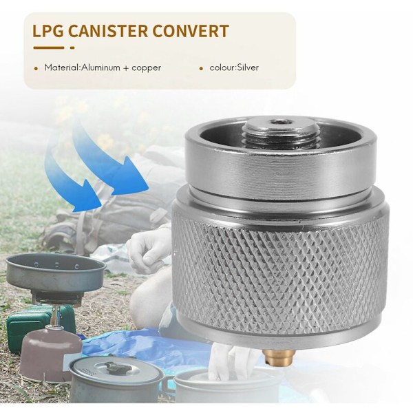 Campingspisadapter 1LB Propantank Inlopp och Lindal Ventil EN417 Utomhusflaska Utlopp Behållare Konvertera