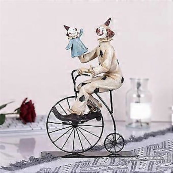 Kreativa Clown Cirkus Statyer, Clown Ornament Heminredning Resin Skulptur, Handgjorda Hantverk Samlarobjekt Konstfigurer-A