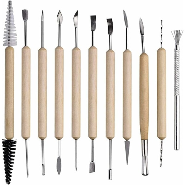 Set of 11 Polymer Clay Sculpting Tools for Adults - Clay Sculpting Tools - Ceramic Tools for Shaping and Modeling - Embossing and DIY