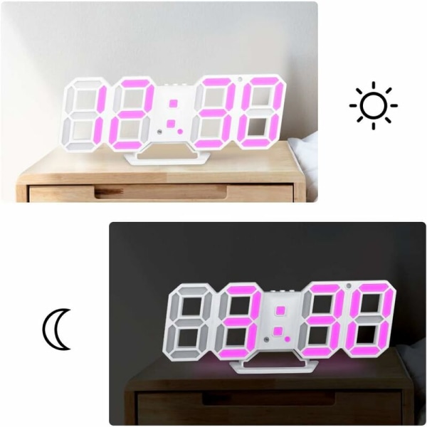 3D LED-väckarklocka, 3D-digitalklocka, elektronisk väggklocka, 3D LED-väckarklocka, modern digital LED-väckarklocka, tid/temper