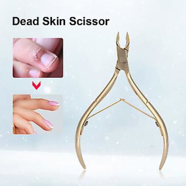 Nagelbandstång i rostfritt stål, nagelklippare, död hud sax, nagelmanikyrverktyg guld