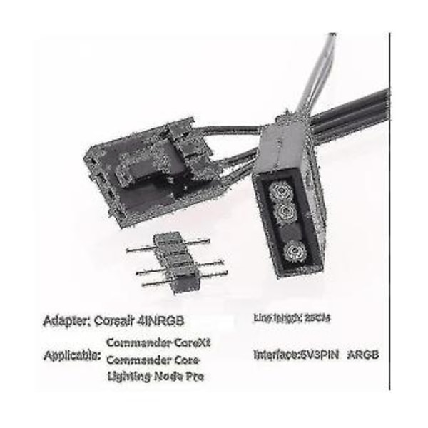4-nastaisesta RGB:stä tavalliseen Argb 3-nastaiseen 5 V:n adapteriliittimeen Rgb-kaapeli 25 cm