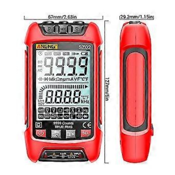 Sz02 Smart Digital Multimeter 6000 Räknar True Auto Elektrisk Kapacitansmätare Temp Transistor T