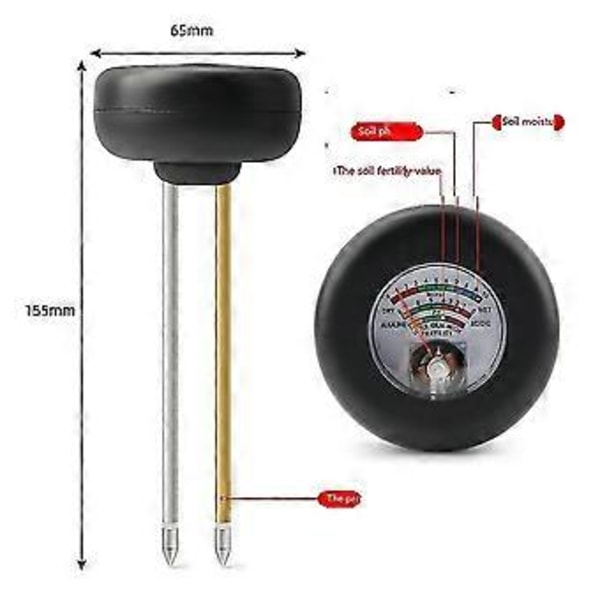 3-i-1 Jord Havearbejde Detektor Ph-meter Jordfugtighedsmåler Jordfrugtbarhedsdetektor Jordmåler Dete