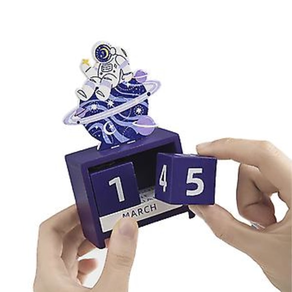 Skrivbordskalender i trä, Evighetskalender i trä Nedräkning Månad Datum Block Kalender Träkalender Design i världsklass