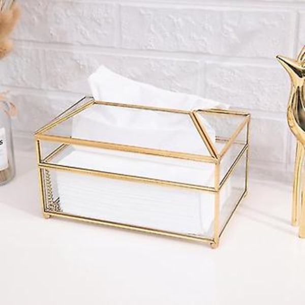 Praktisk Glas Tissue Box Glas Smink Tissue Stor Box För B