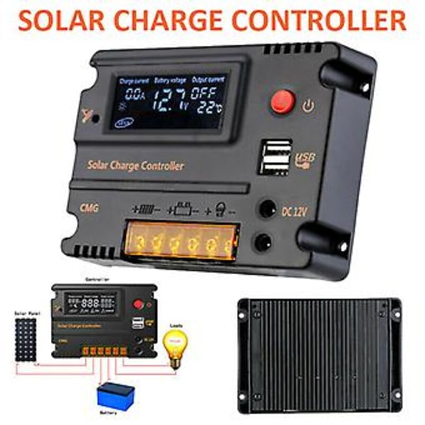 Solar Controller 20A MPPT 12V PV Solpanel Batterioplader Regulator LCD Display