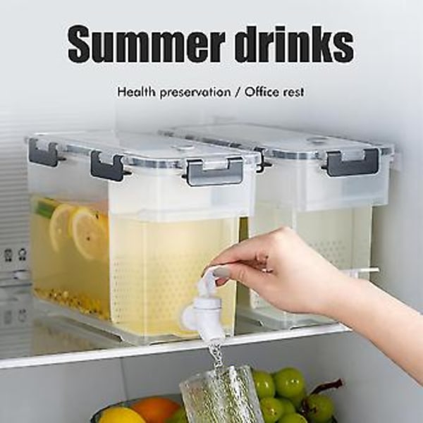 3,5 L Drikkevaredispenser i Plast med Hane, Isafkølet Juicedispenser til Køleskab, Fest, Daglig Brug
