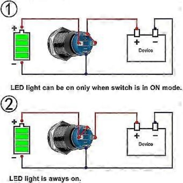 5st 12mm Låsande Tryckknapp Hög Rund Kåpa, Vattentät Metall Tryckknapp med 12v/
