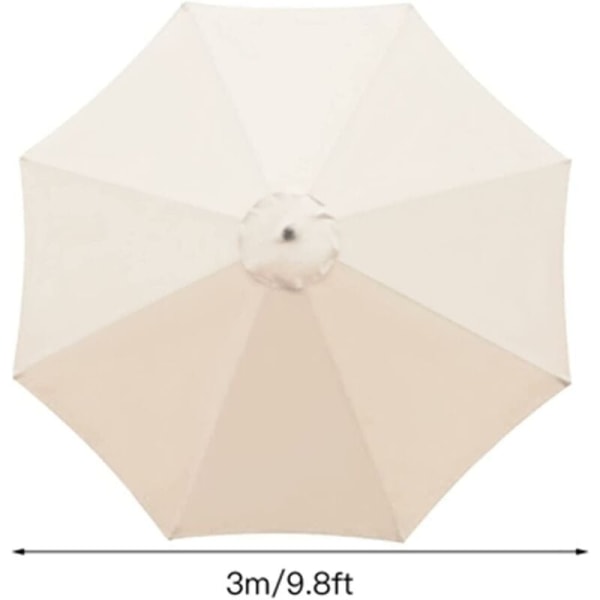 Ersandy parasolbetræk, 8 ribben, 3m, vandtæt, UV-bestandig, erstatningsstof, til terrasse, udendørs, terrasse, beige